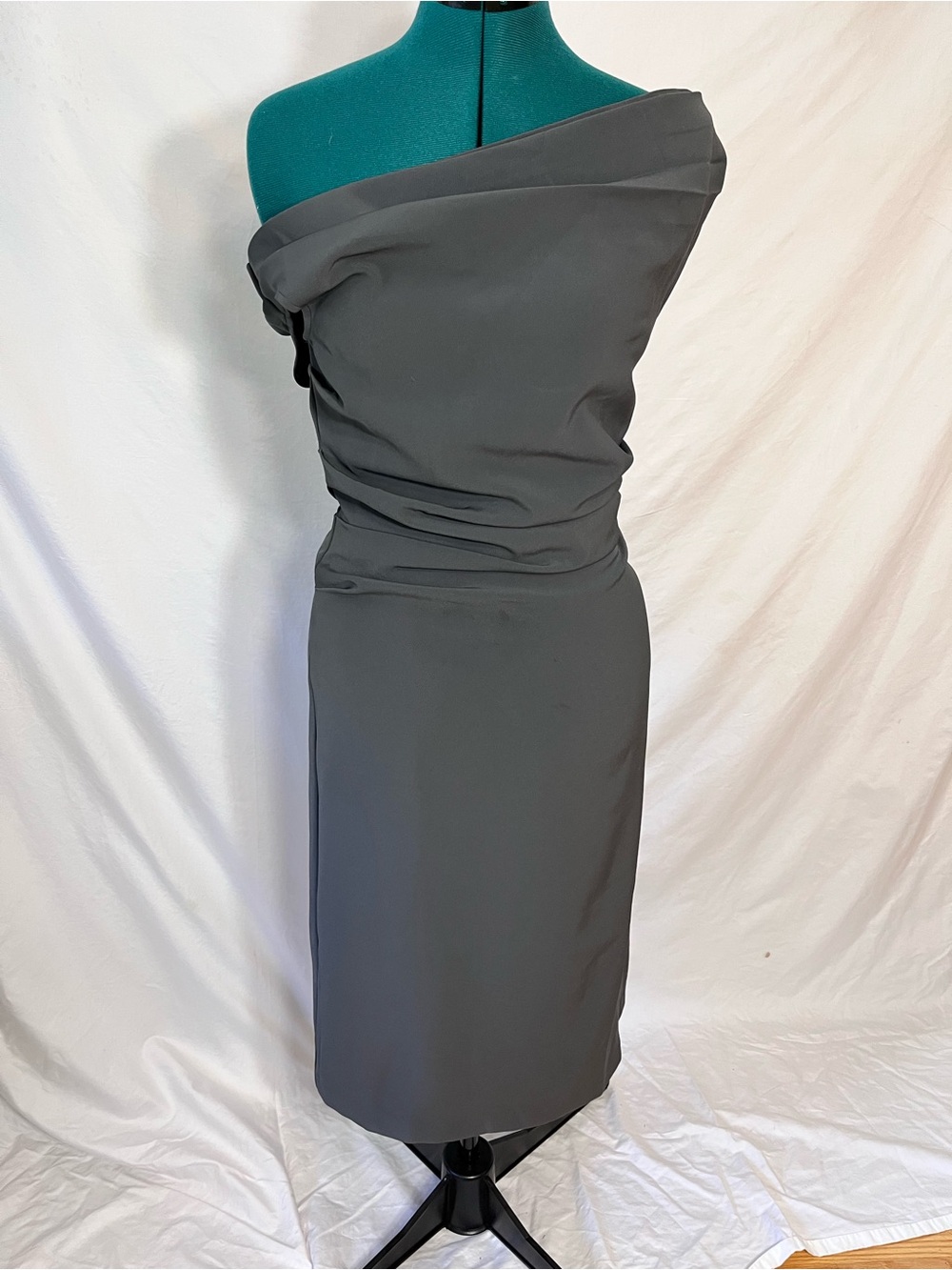 H&M Charcoal One-Shoulder Midi Dress